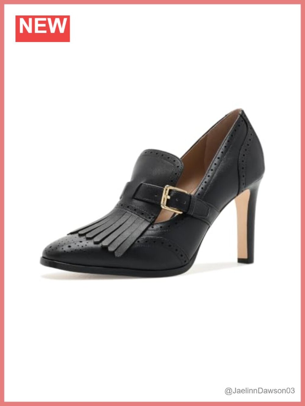 Perforated Calfskin Kiltie Pumps with Block Heel
